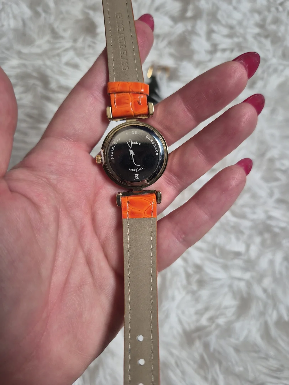 Womens Venice Watch Bundle Duo Set Green Orange Band Gold Tone Art And Glass Art